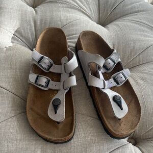 Birkenstock White Two-Strap Thong Sandals